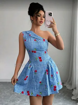 Asymmetrical Neckline One Shoulder Fitted Waist Stylish Short Dress
