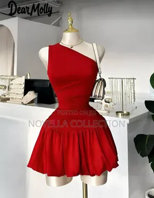 Women's Elegant Sleeveless Asymmetrical Shoulder Short Dress,