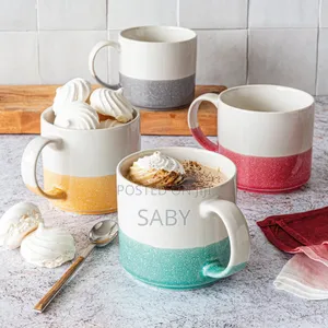 2pcs Stoneware Coffee Tea Cups With Handle