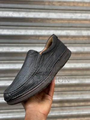 Jeep Black Leather Slip-on Loafers