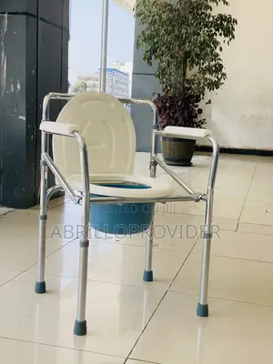 Folding Commode Chair With Wheels Sturdy Aluminum Frame, With Plastic