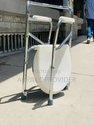 Folding Commode Chair With Wheels Lid For Hygiene Purposes