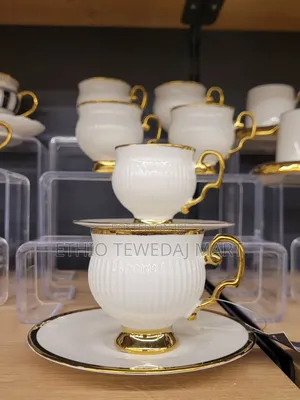Luxury Coffee Cups With Stand 12pcs || የቡና ስኒዎች ከነማስቀመጫቸው