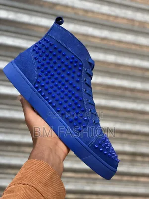 Christian Louboutin Royal Blue Suede Spiked High-Top Sneakers
