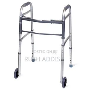 Carex Folding Walker With Wheels - Height Adjustable 30"-37" Walker