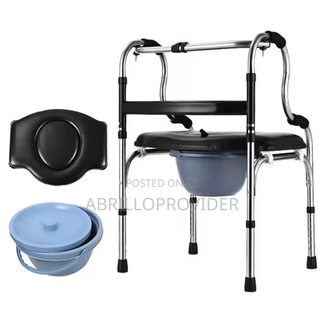Walker Bathroom Seat Carbon Steel Toilet Chair Mobile Commode Chair