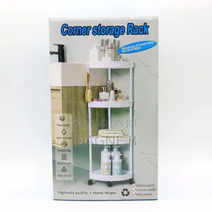 4-tier Mobile Corner Storage Rack ተገጣጣሚ ባለ 4 ደረጃ መደርደሪያ