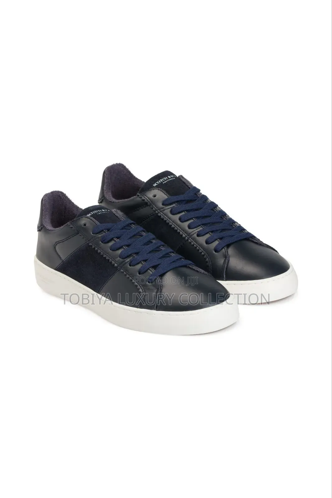 Scotch Soda Leather Sneakers 'Plakka' Black-Navy 25,000 Birr