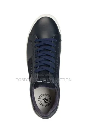 Scotch Soda Leather Sneakers 'Plakka' Black-Navy 25,000 Birr