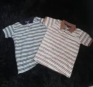Men’S Striped Polo Shirts Black Brown Made in India