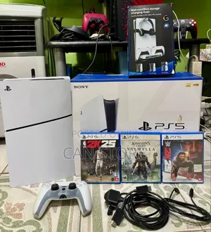 Playstation 5slim With 1joystick ( Slim Disk Version 1tb Storageeeee)