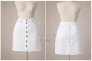 Bonda White Denim Button-Front Mini Skirt