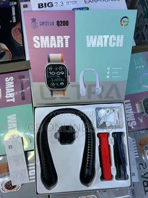 Crown Q200 Smart Watch With Portable Neck Fan