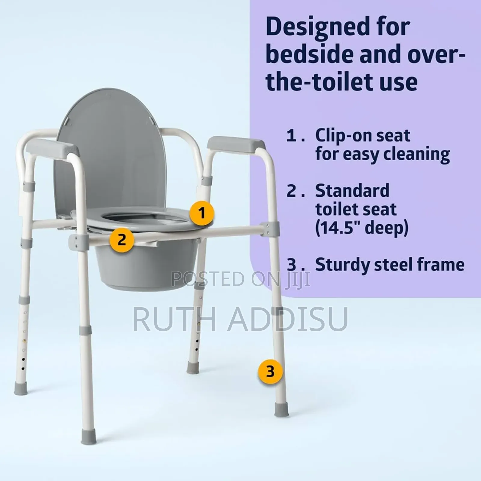 Medpro Comfort Plus Commode Chair With Adjustable Height Settings And