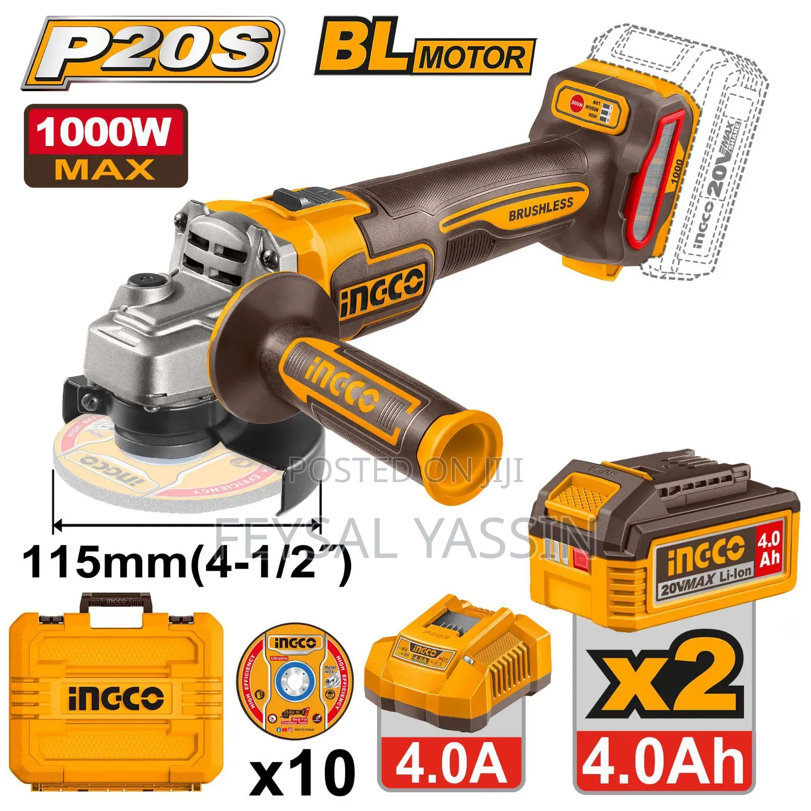 Ignco Chargeable Angle Grinder 1100w