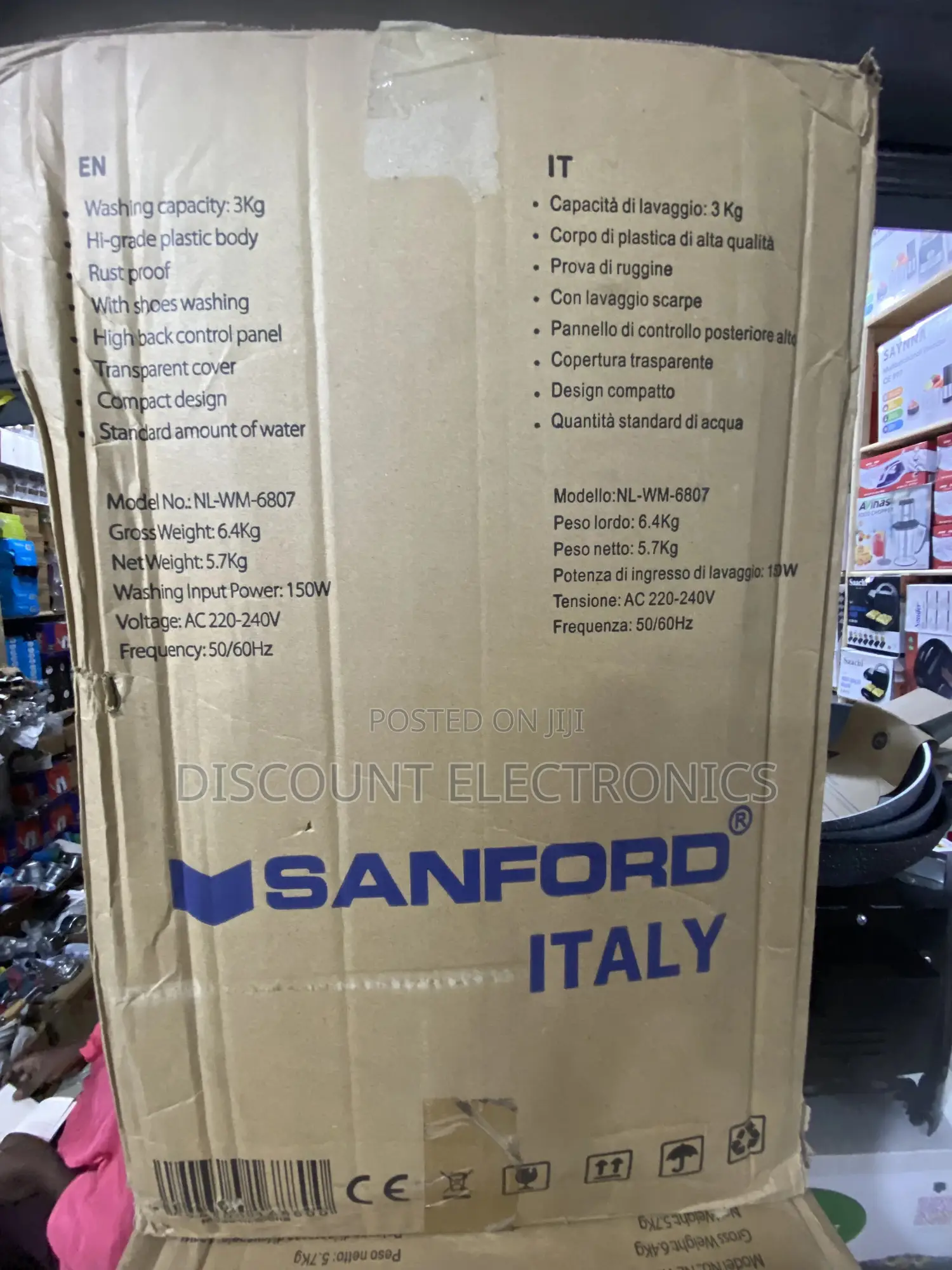 Sanford Nl-Wm-6807 Mini Washing Machine – 3kg Compact Single Tub,