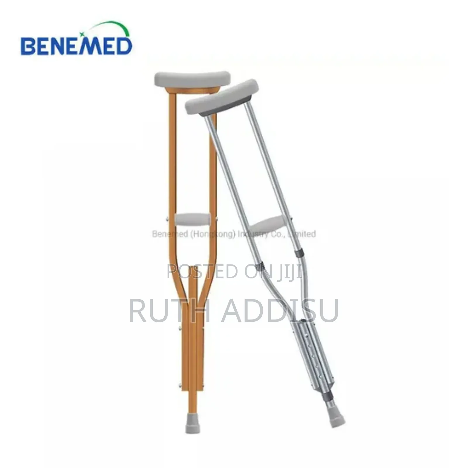 Lightweight Adjustable Crutches Walking Stick Silvery Ductile Metallic