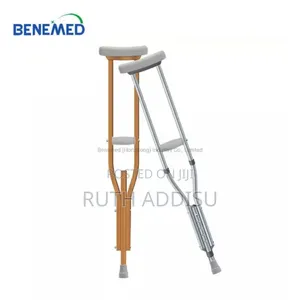 Lightweight Adjustable Crutches Walking Stick Silvery Ductile Metallic