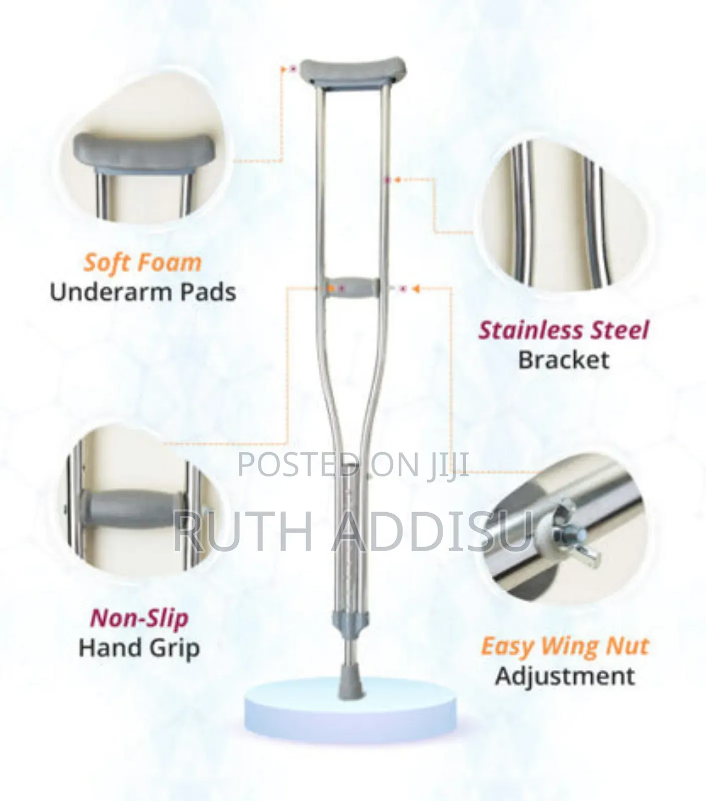 Medical Outdoor Products Height Adjustable Lightweight Portable Alumin
