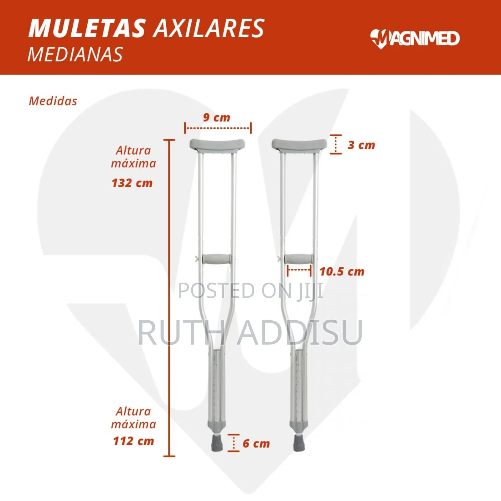 Bunblic Underarm Crutch Nonslip Aluminum Walking Aid for Elderly Men