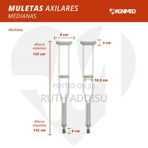 Bunblic Underarm Crutch Nonslip Aluminum Walking Aid for Elderly Men