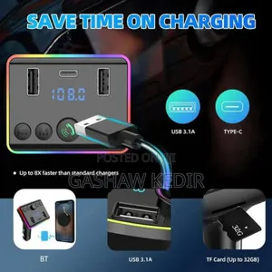 Car Bluetooth Fm Player and Fast Charger With a Remote Control