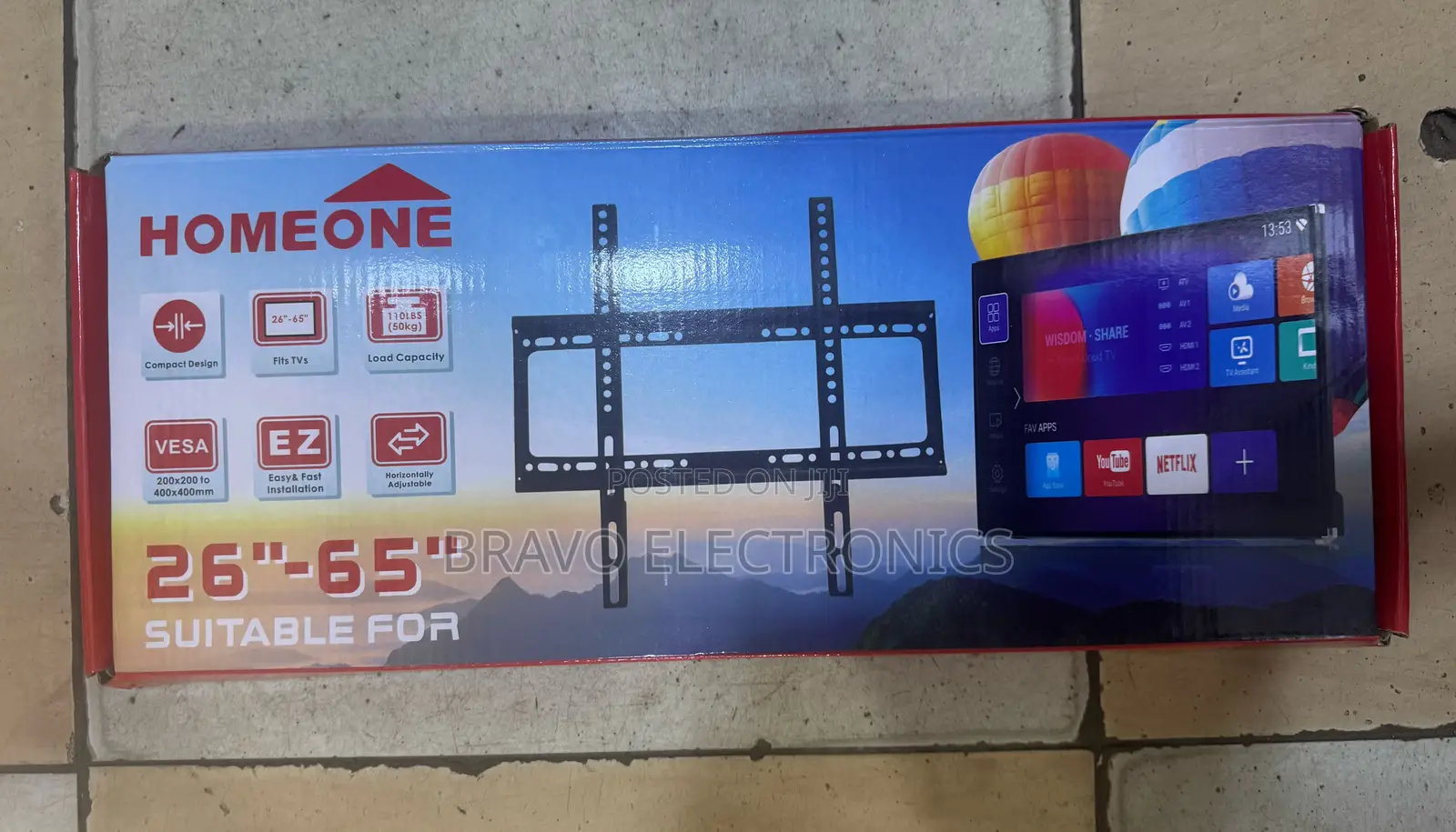 Homeone Strong Wall Mount 26-65” – Durable Secure Tv Support