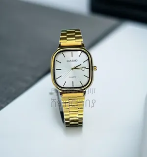 Original Casio Gold Square Dial Watch - Silver Face Date Display