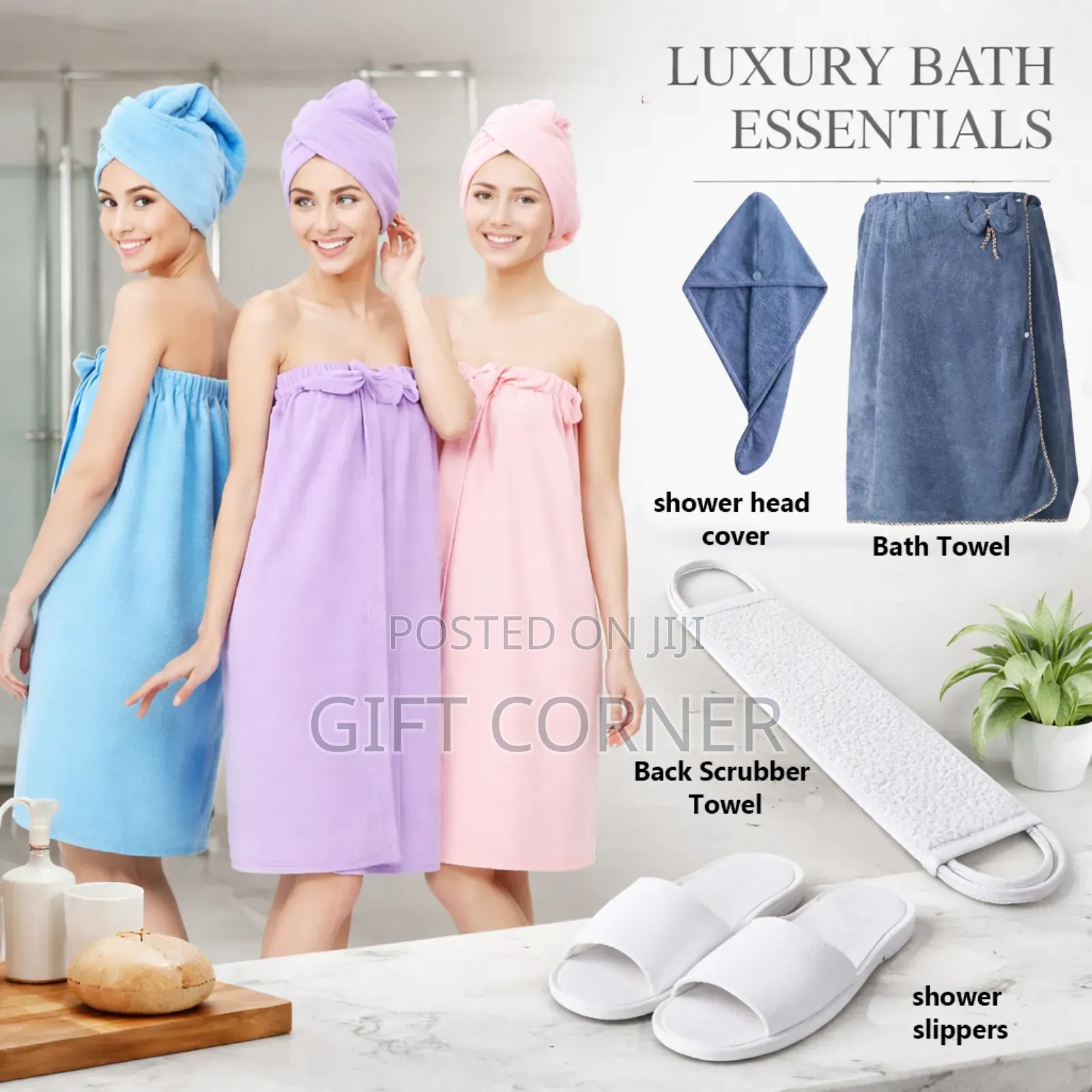5 PCS Complete Bathrobe Shower Set