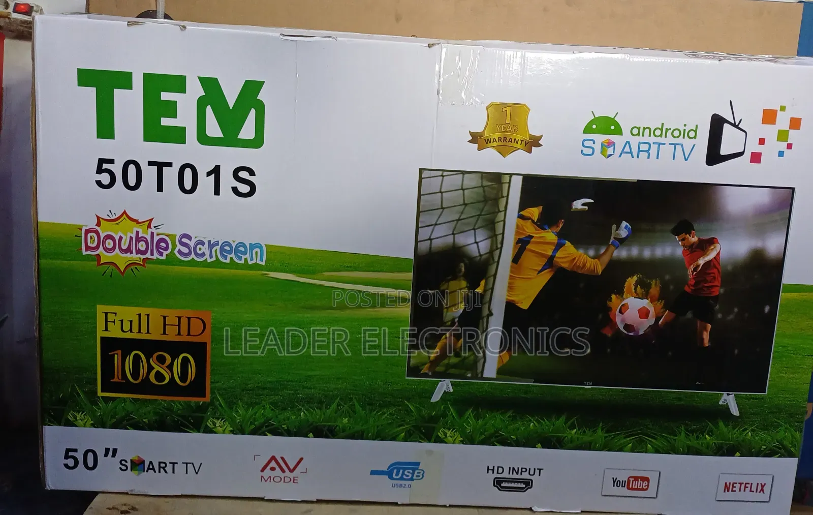 Tev Tv 50" Smart Android Tv Double Glass Tv New Arrival