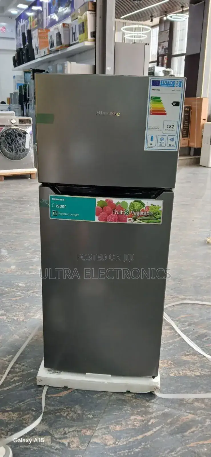 Hisense Refrigerator. This Appliance Is a Double-Door Top-Mount 270l