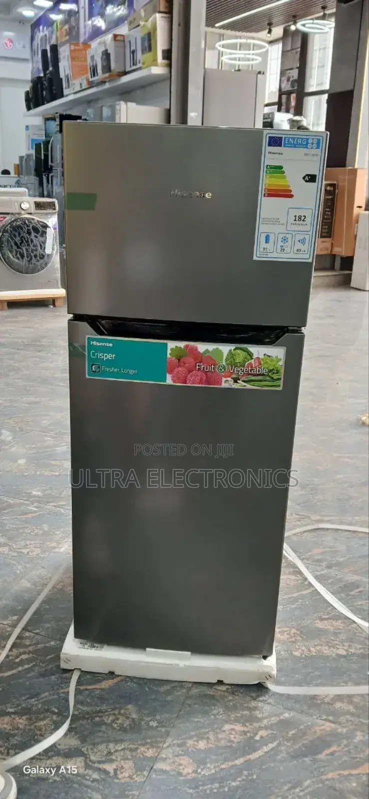 Hisense Refrigerator. This Appliance Is a Double-Door Top-Mount 270l