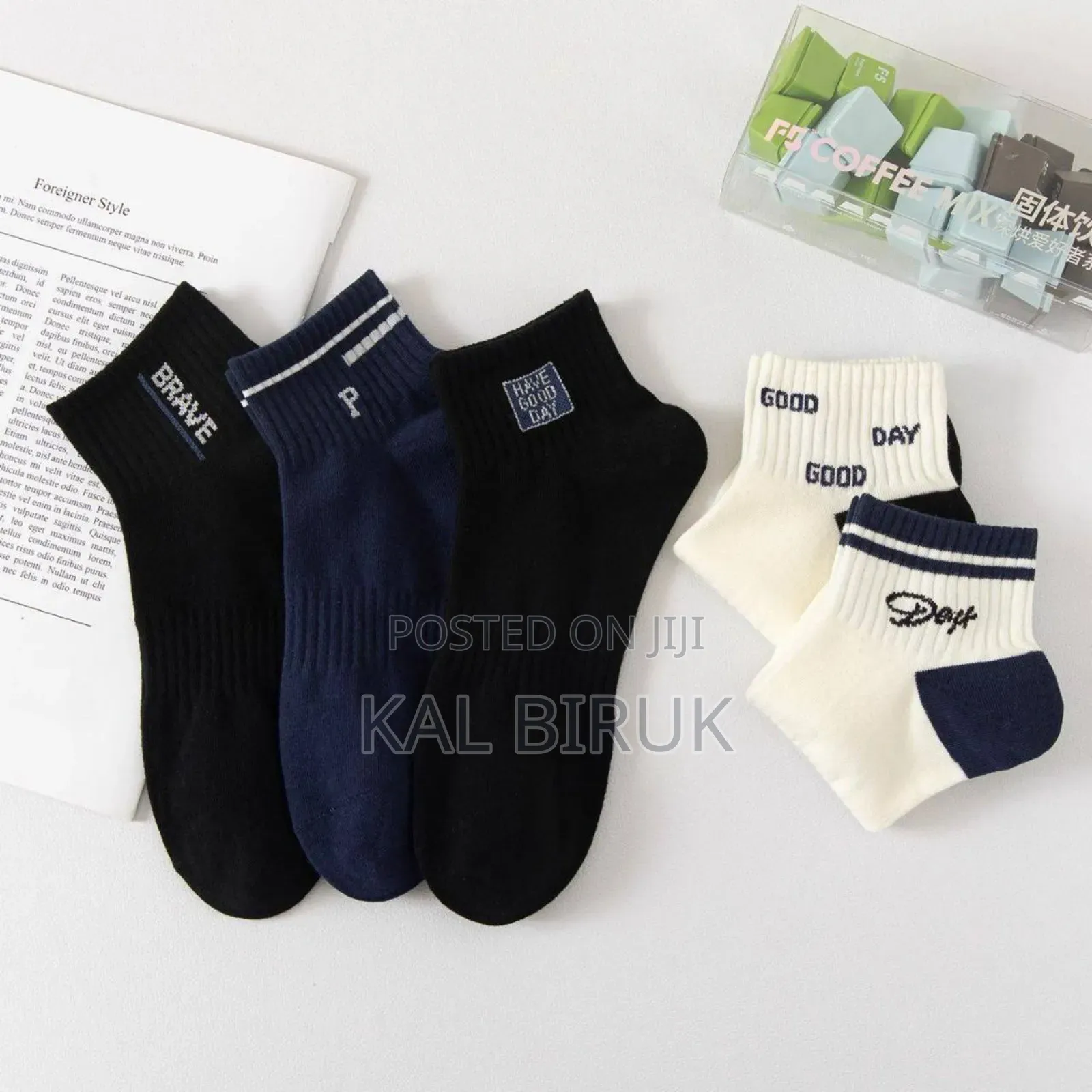 Striped Mid-calf Socks.