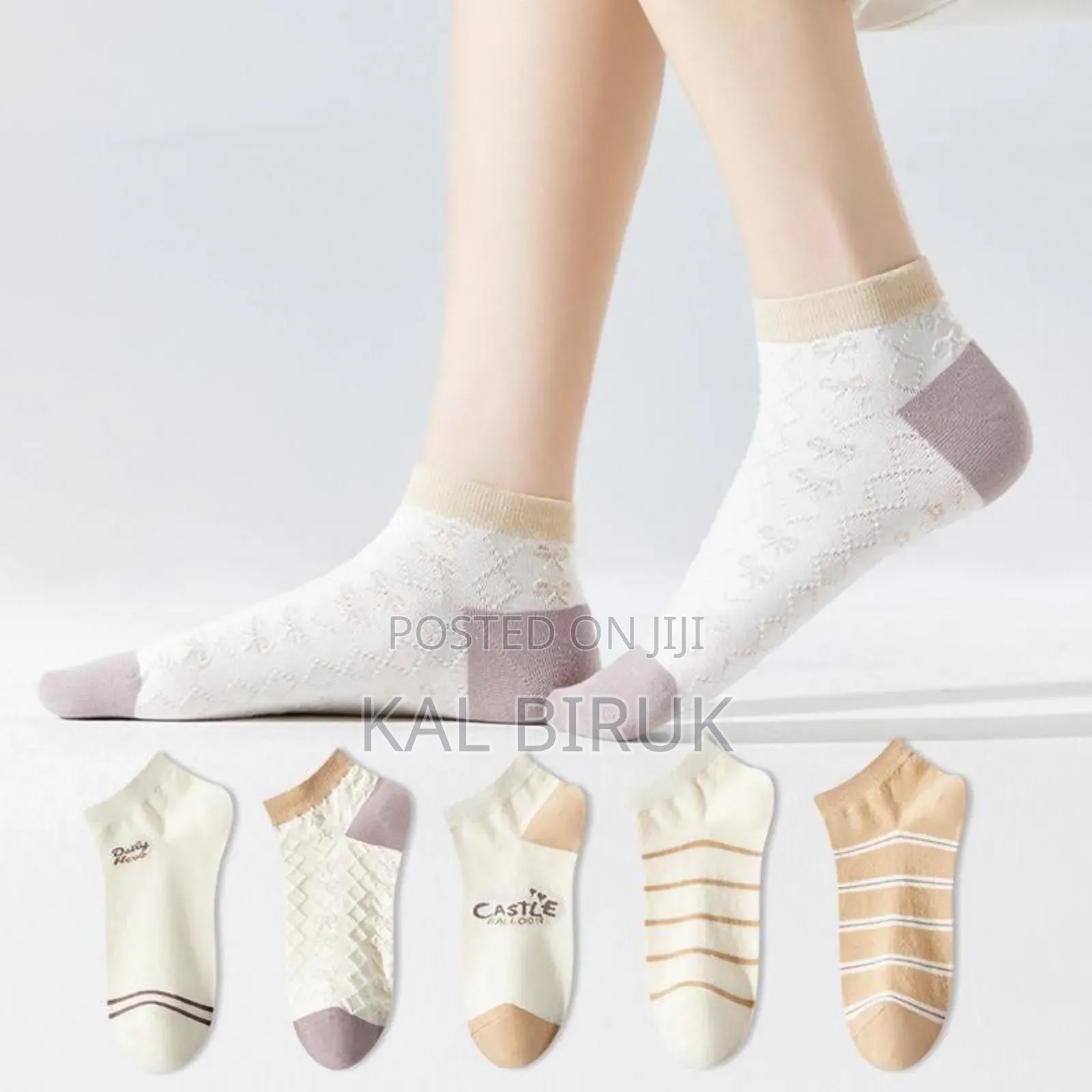 Striped Mid-calf Socks.