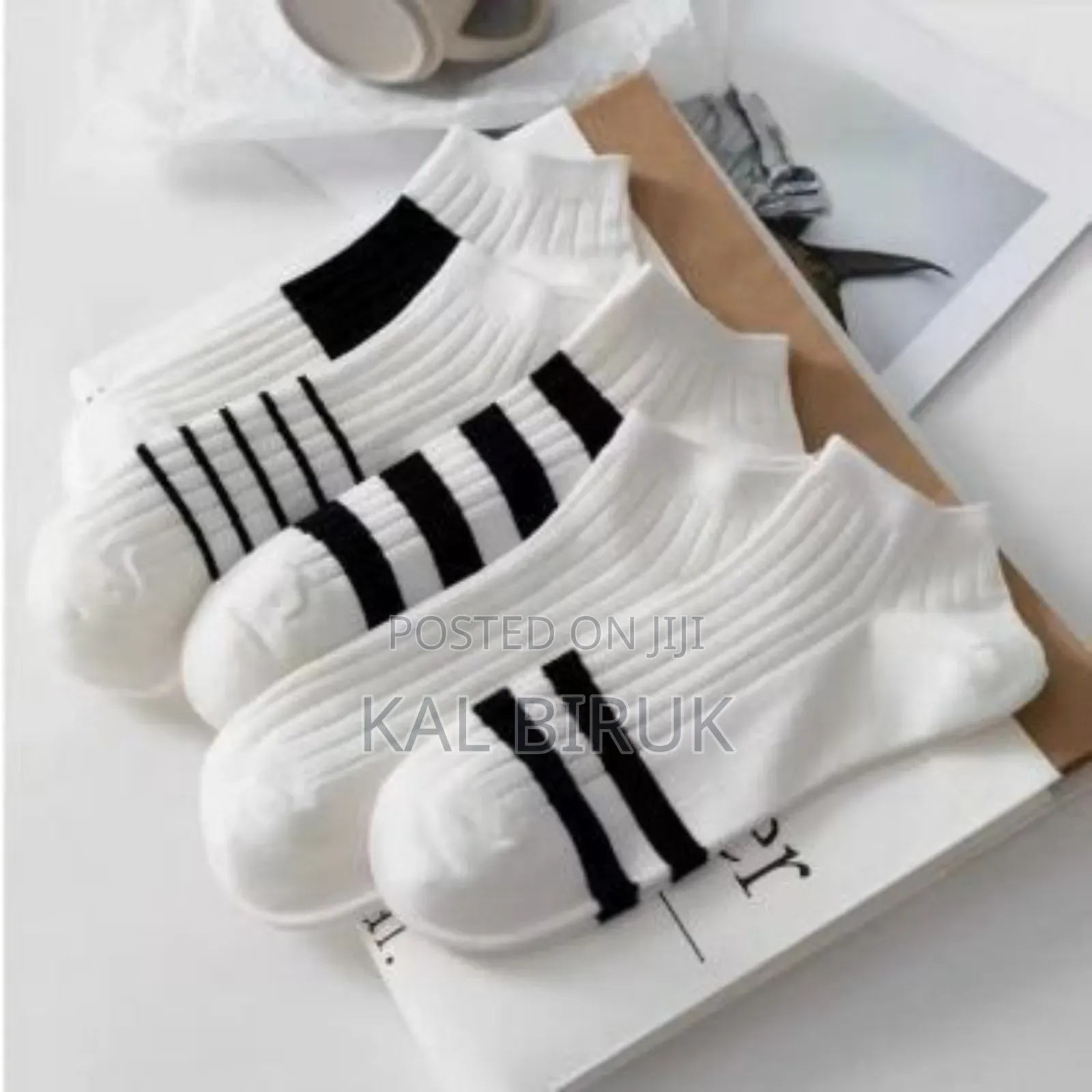 Striped Mid-calf Socks.