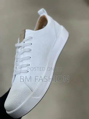 Ecco Men's All White Pebbled Leather Sneakers