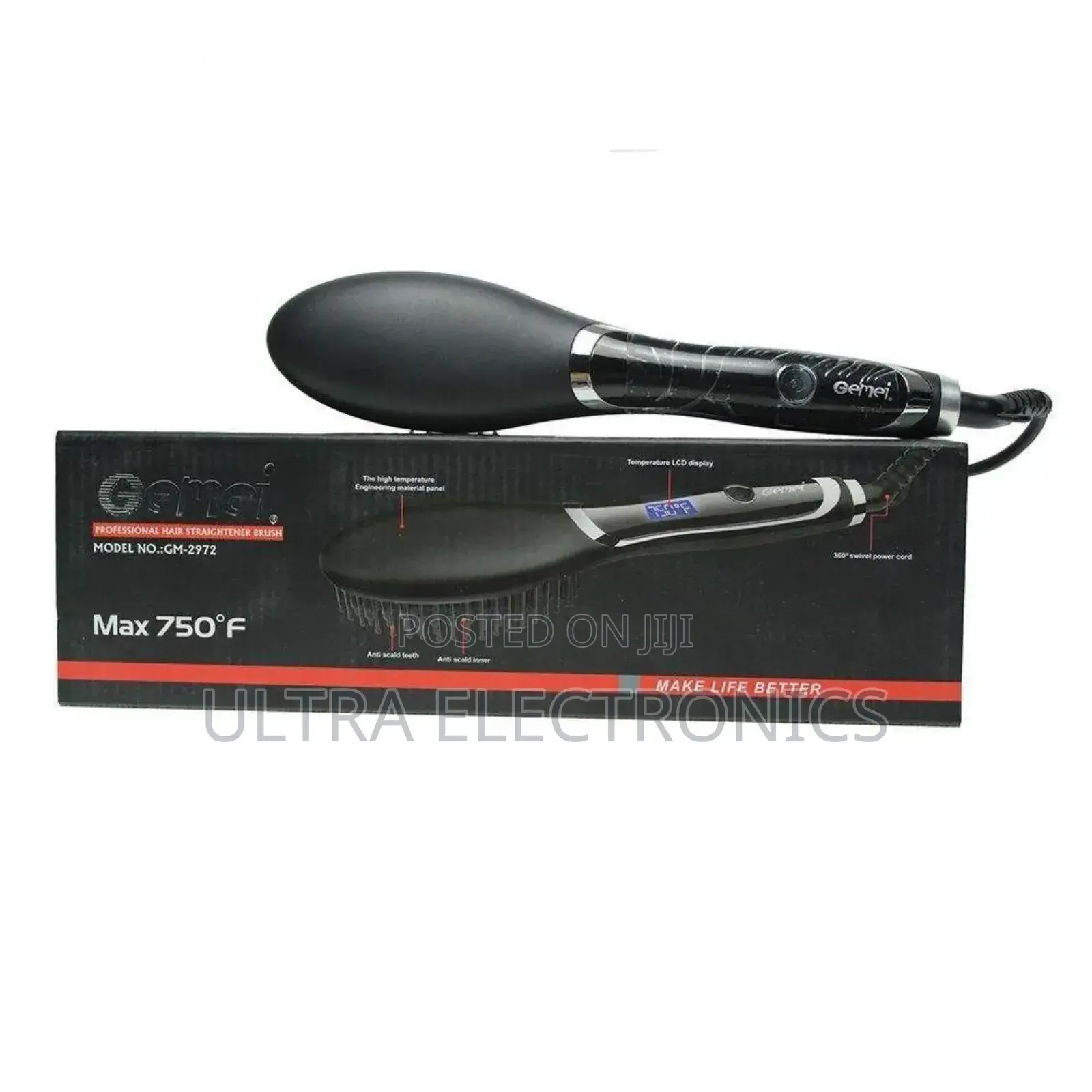 የፀጉር ማበጠሪያ Gemei Professional Hair Straightener Brush, Specifically