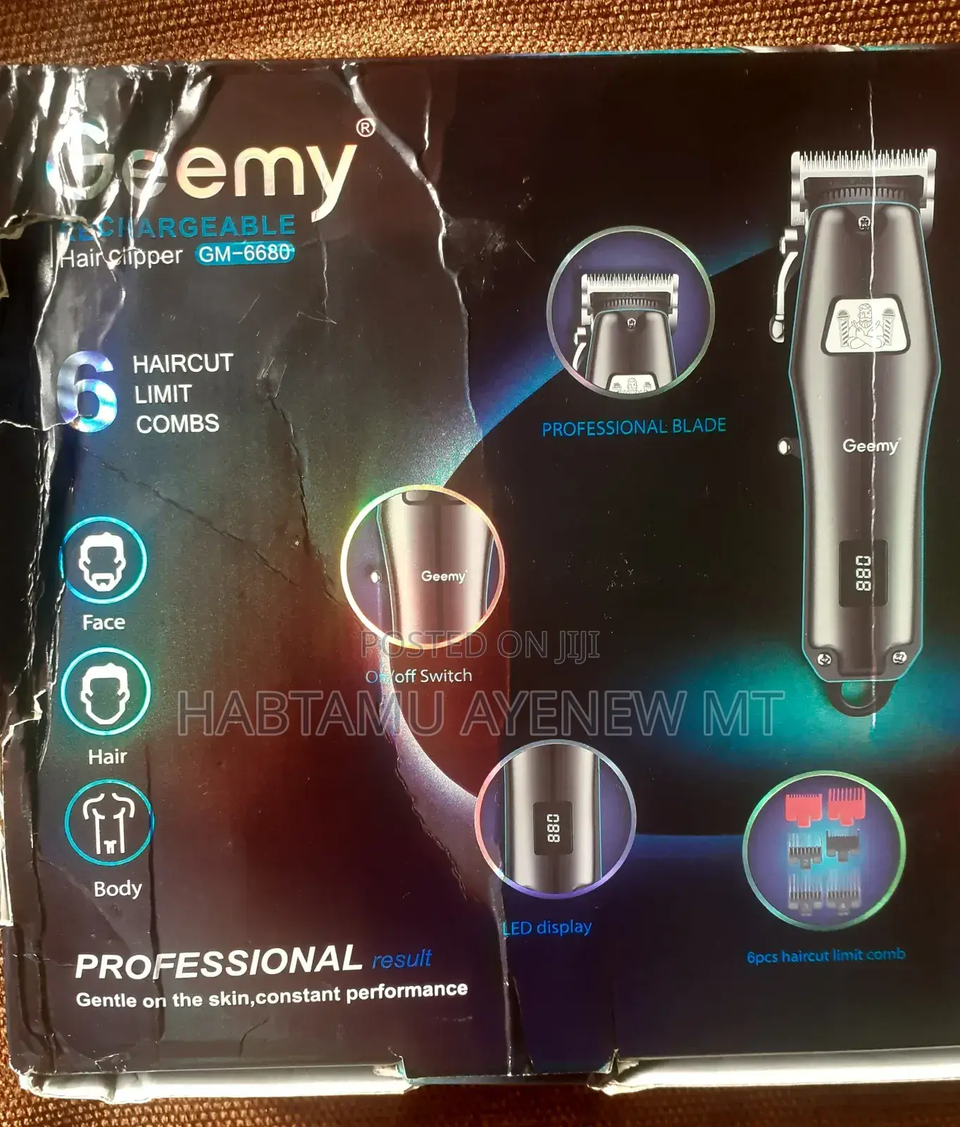 Geemy Hair Clipper Trimmer Tondos Gm-6680 ጂሚ የፀጉር ማስተካከያ ቶንዶስ