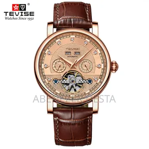Tevise Automatic Mechanical Watch Features a Leather Strap