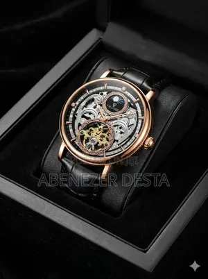 Tevise Men's Moonwalker Automatic Mechanical Skeleton Watch.