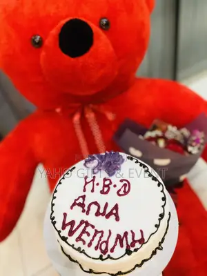 3xl Teddy Bear Torta and Flower Gift