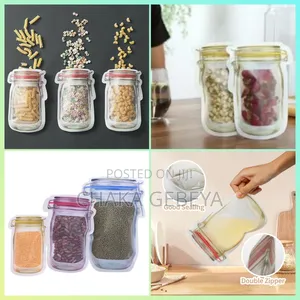 Reusable Food Storage Bags – 3 Sizes (S/M/L), Airtight Zipper