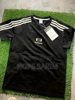 Stylish Black T-Shirt With White Shoulder Stripes