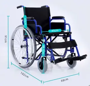 High Load Capacity Manual Wheelchair Carbon Steel Wheelchair