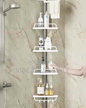 Adjustable Height Bathroom Storage Shelf (የሻወር ቤት መደርደሪያ) - Stainless
