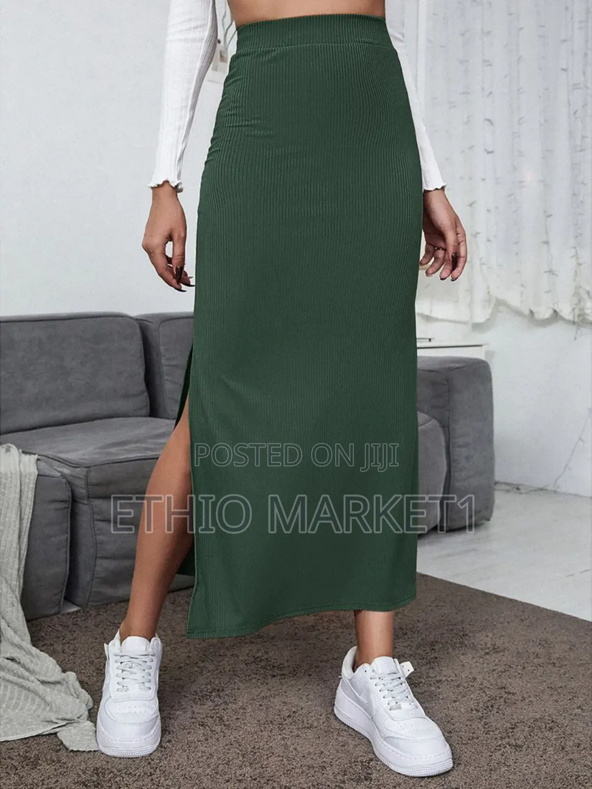 High Waisted Split Thigh Skirt for Women's