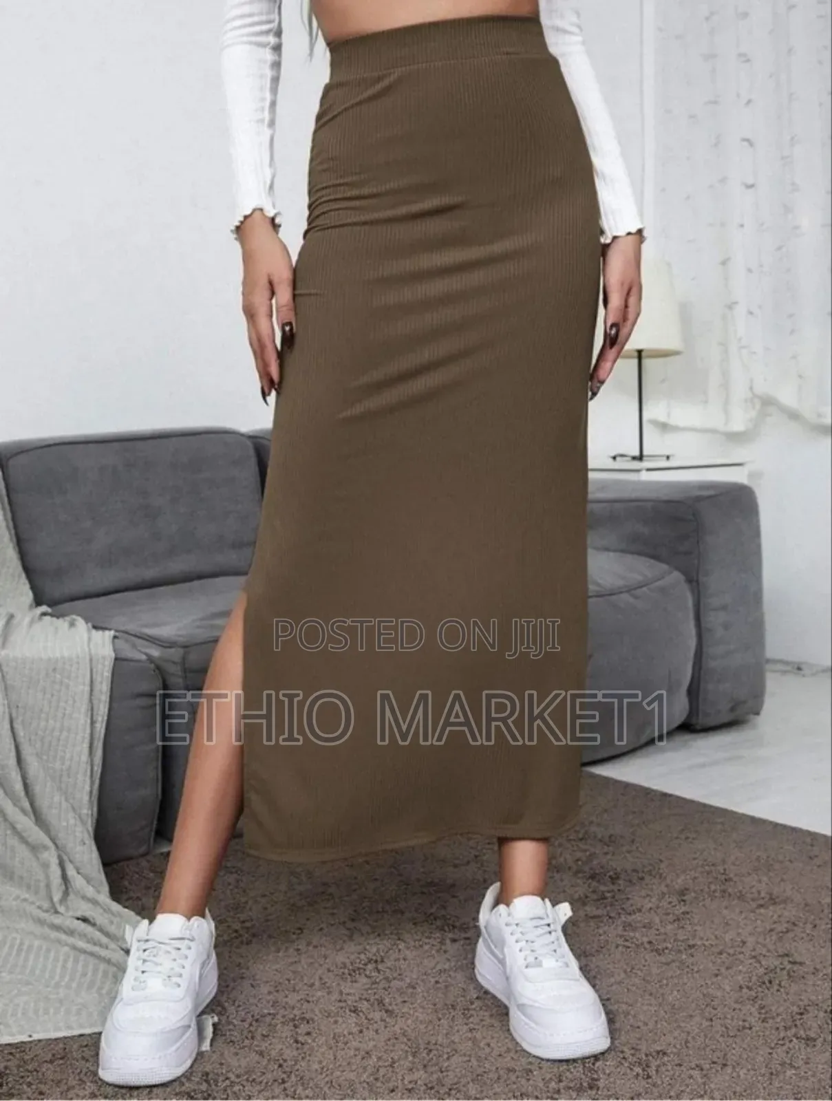 High Waisted Split Thigh Skirt for Women's