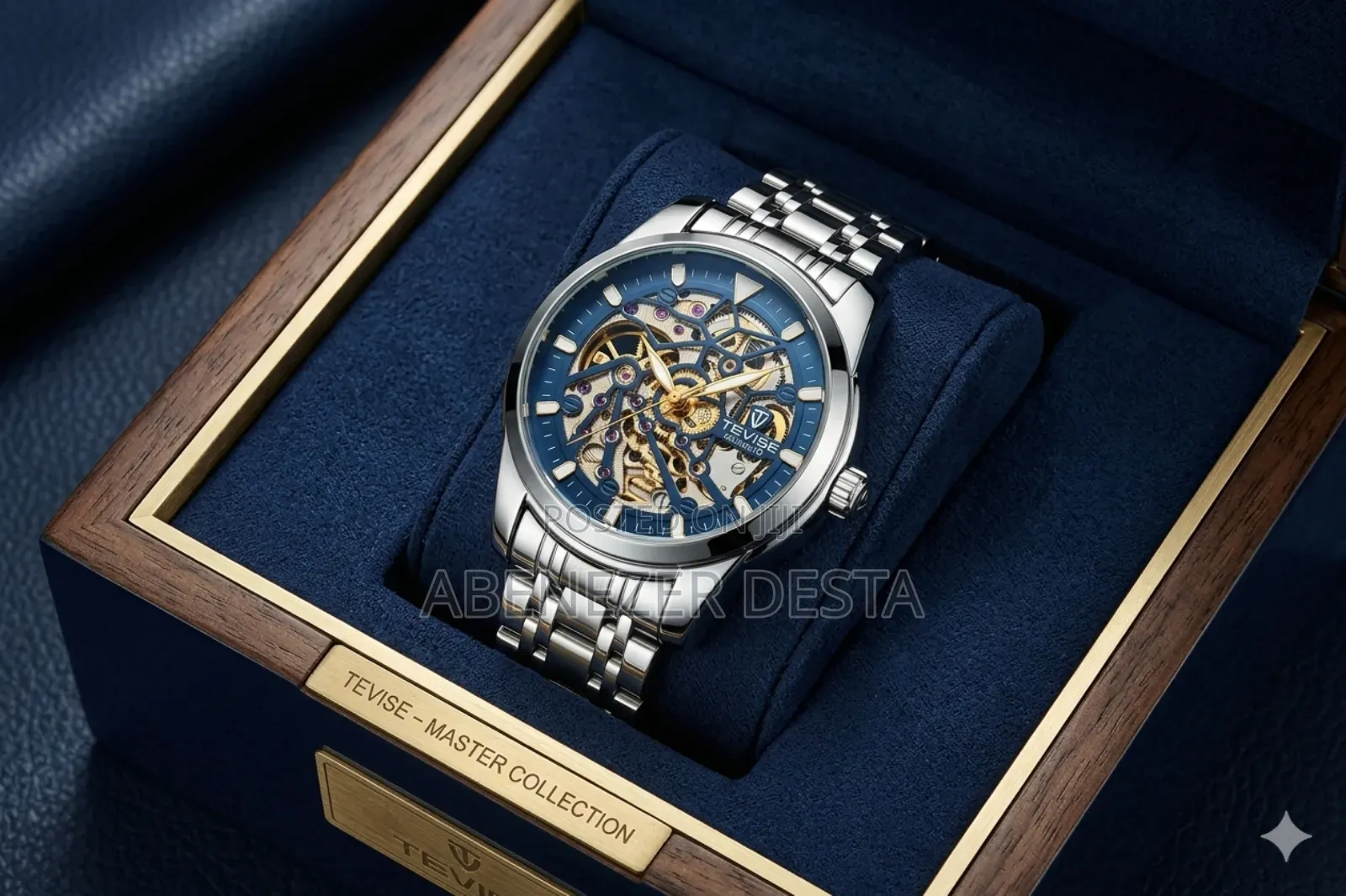 Tevise Brand Automatic Mechanical Wristwatch Featuring a Stainless