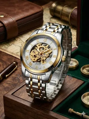 Image Is a Tevise Luxury Skeleton Automatic Watch.