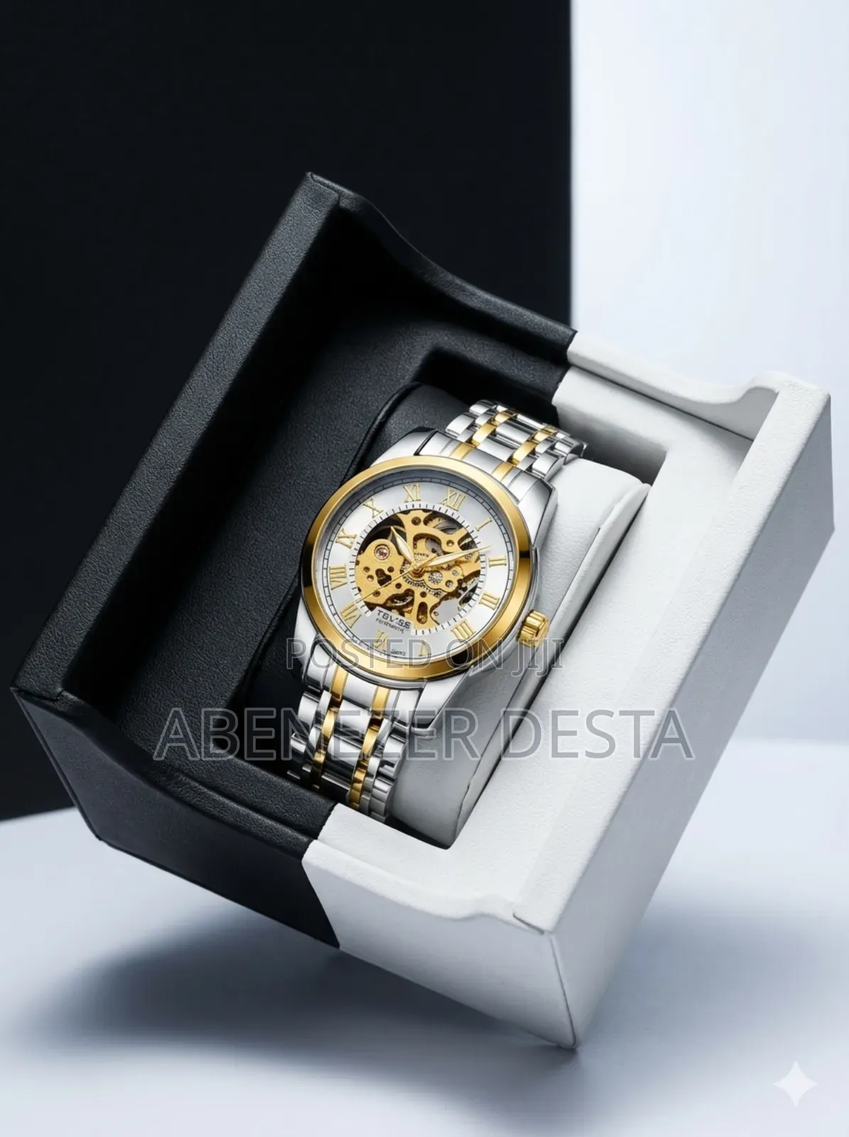 Image Is a Tevise Luxury Skeleton Automatic Watch.